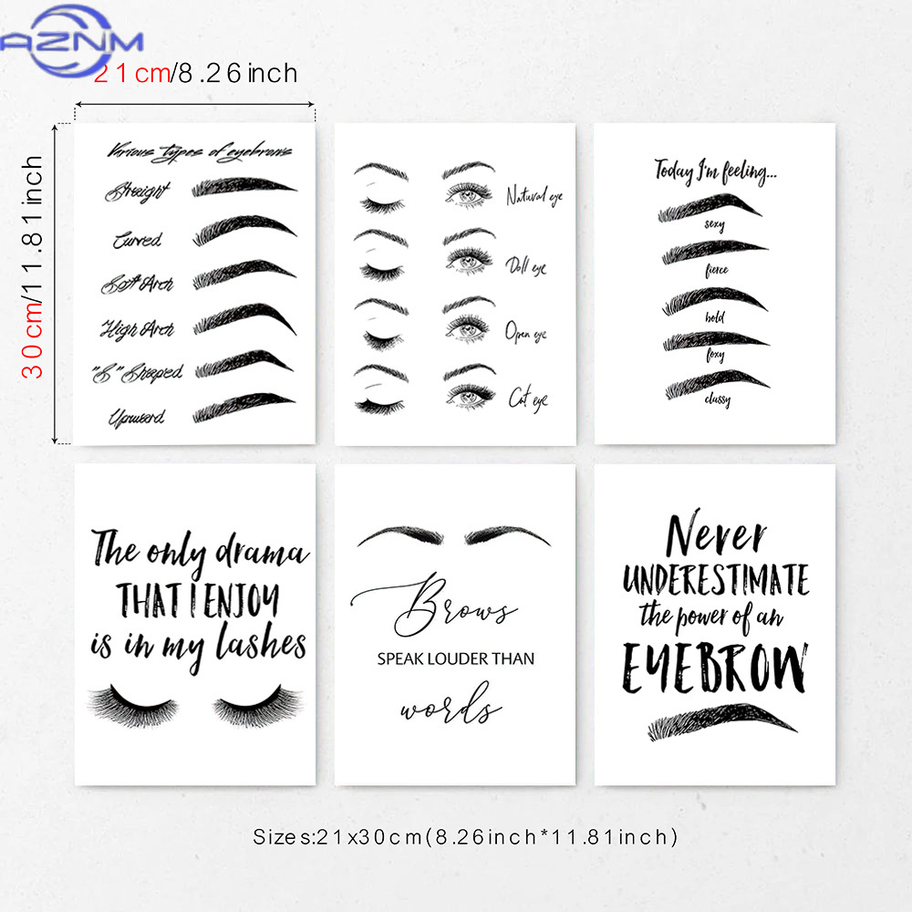 Makeup Is Beauty Quotes - Juego de 6 Láminas Decorativas de
